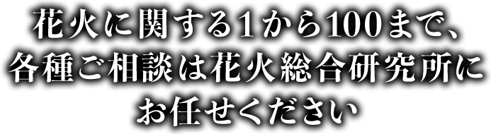 花火に関する1から100まで、各種ご相談は花火総合研究所にお任せください